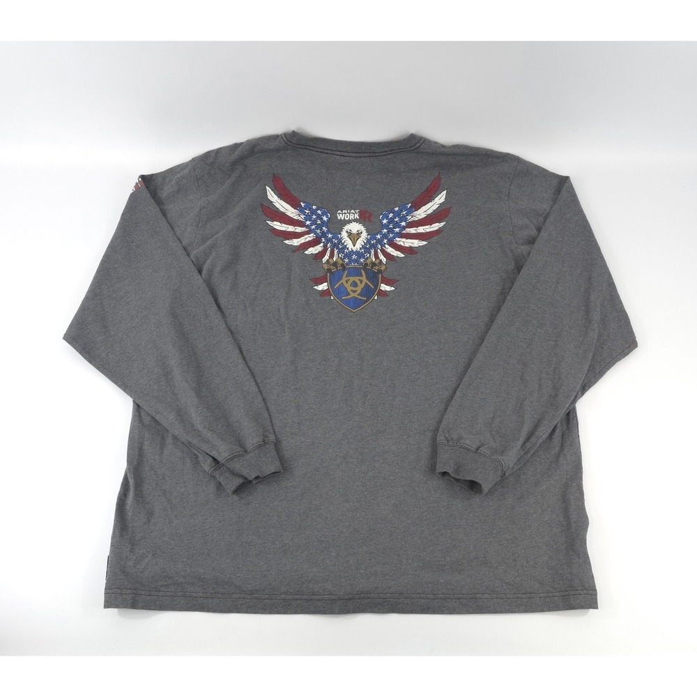 Ariat Mens Rebar Cotton Strong American Raptor T-Shirt Eagle XL Charcoal Grey